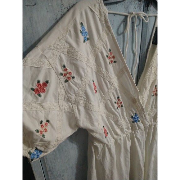 Asos Floral Puff Sleeve Embroidered Mini Dress Size 10 Boho Cottage Core Beachy - Picture 4 of 10